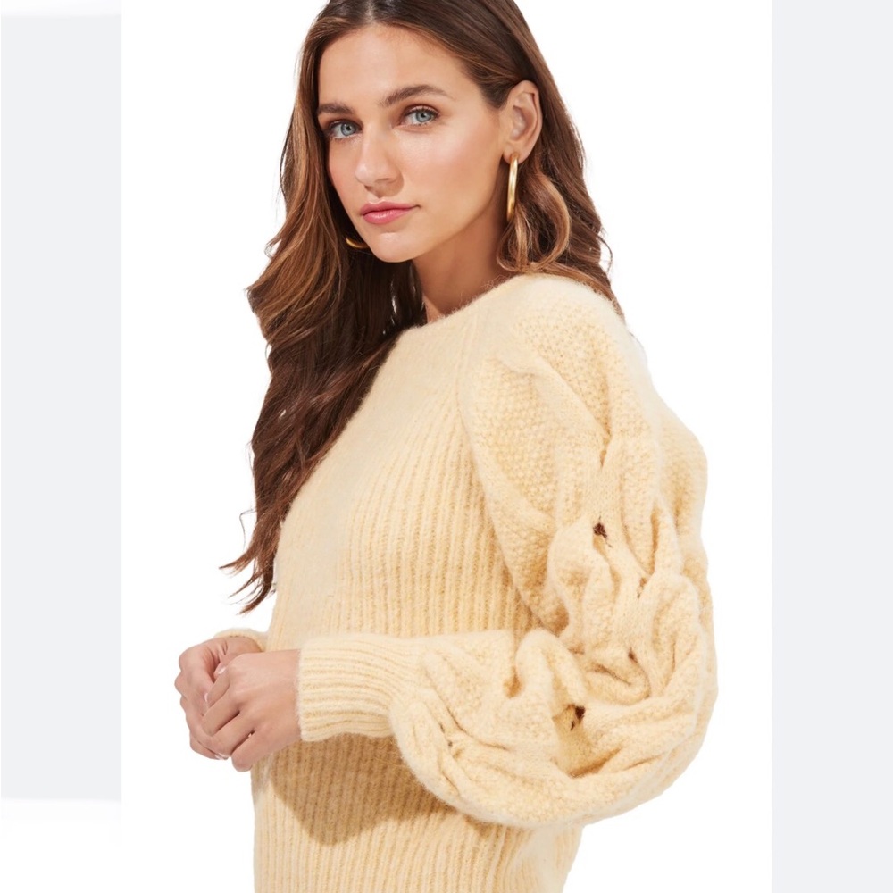 ASTR The Label Lizette Cable Knit Yellow Sweater